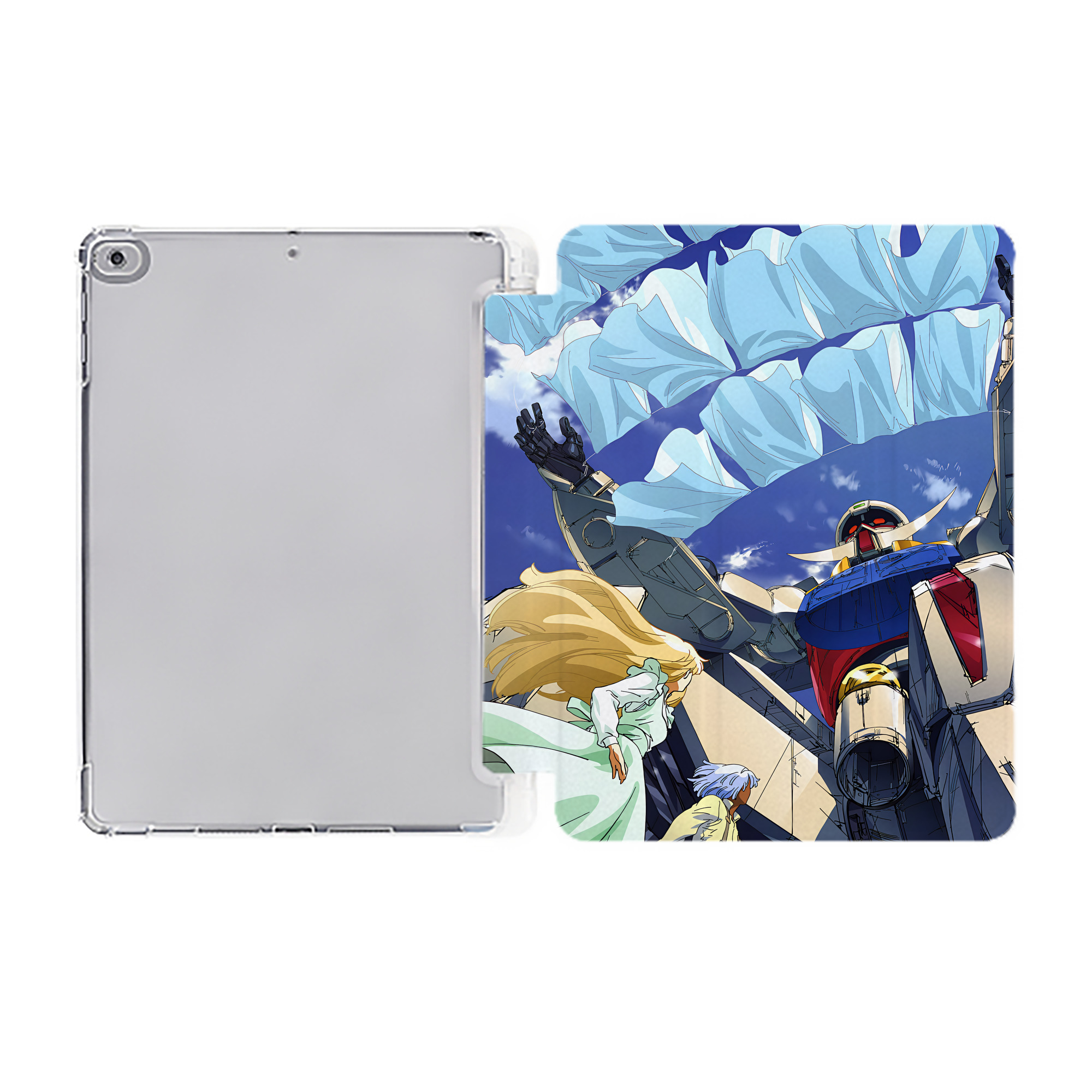 （画像用） 機動戦士ガンダム Mobile Suit Gundam IPad ケース ペン収納付き 三つ折りスタンド PUレザー×シリコン 対応機種9.5/10.5/10.9インチ